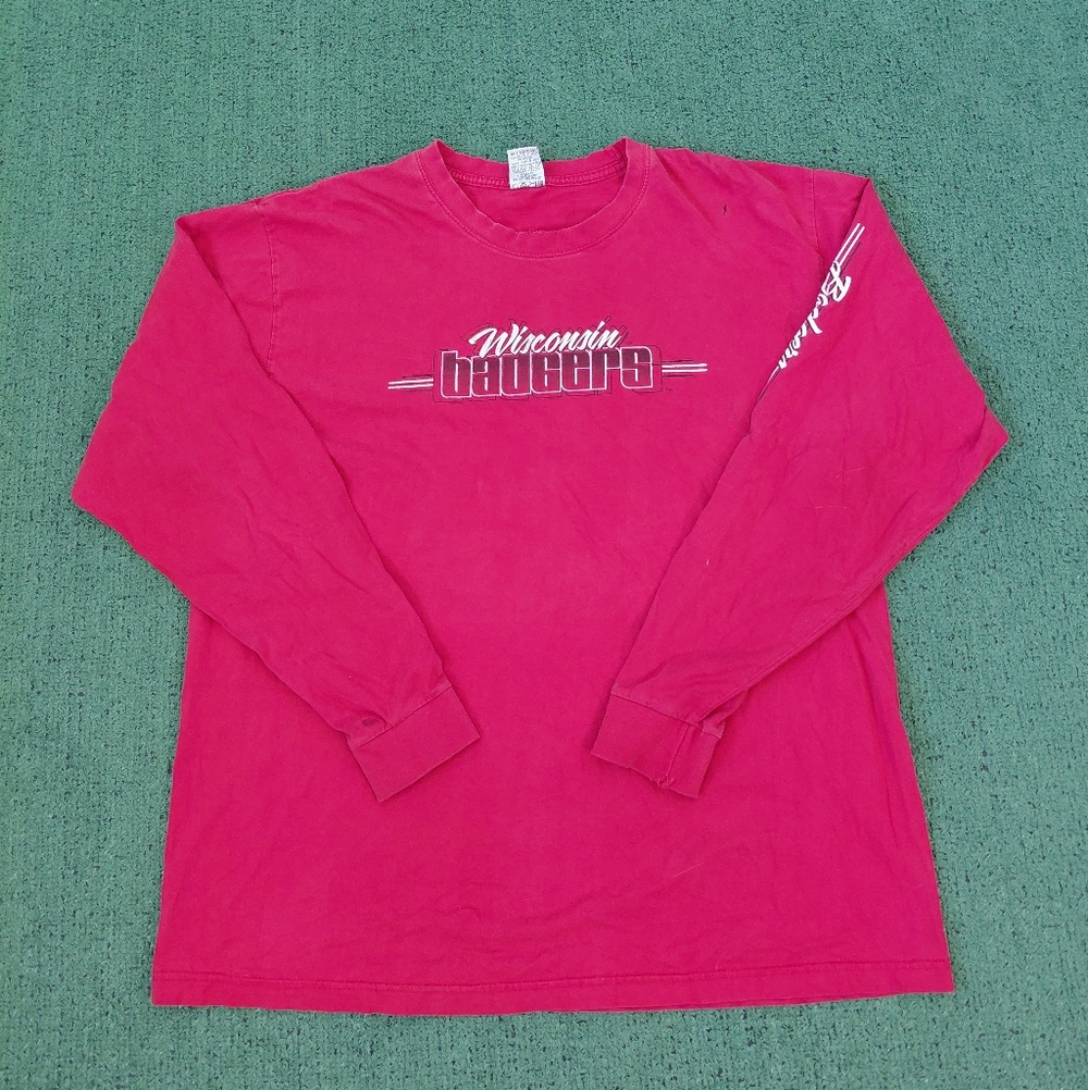 VINTAGE 1987 Wisconsin Badgers 80's NCAA College Red Long Sleeve Shirt Sz XXL